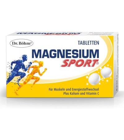 Dr. Böhm Magnesium Sport Tablets: For Muscles and Energy Metabolism, with Magnesium, Potassium and Vitamin C, Ideal for Athletes, Pack of 60